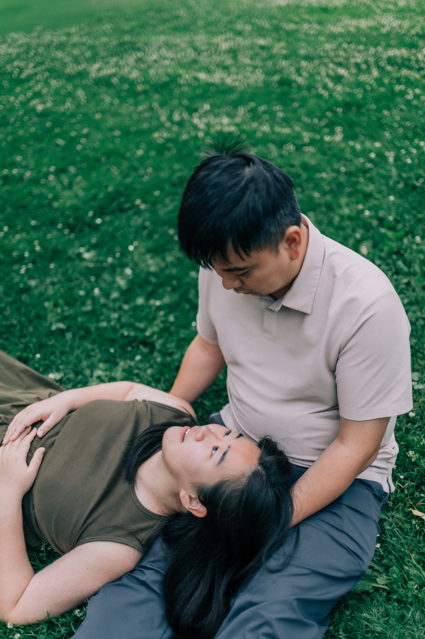 A couple laughing together
