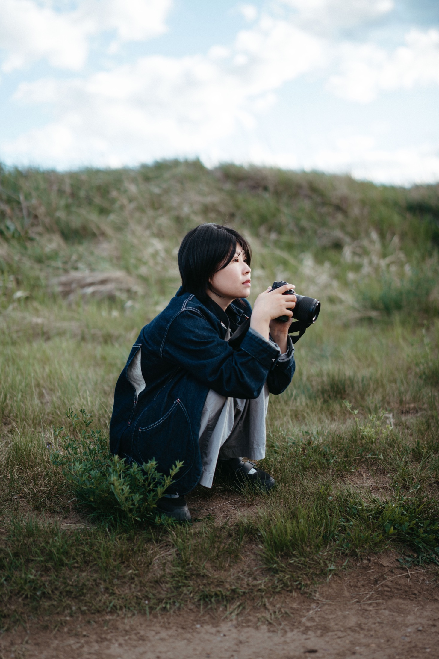 Rosie photographing outdoors